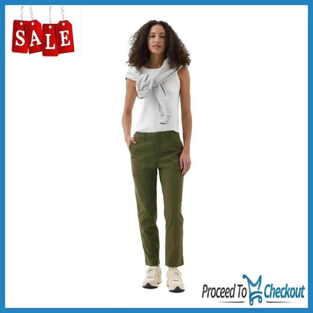 Stretch Twill Khaki Pants, Mid-Rise Casual Work Wear, Sizes 0-20